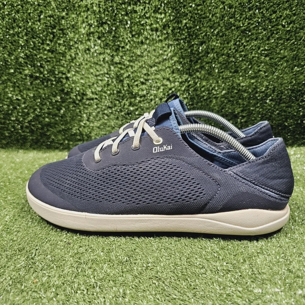 Olukai Moku Pae Navy‎ Blue Mesh Slip On Comfort Boat Shoes Mens Size 9.5